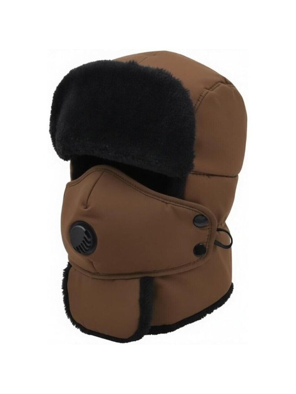 Unisex Coffee Skiing Trooper With Face Mask Winter Skiing Ear Flaps Trapper Hat